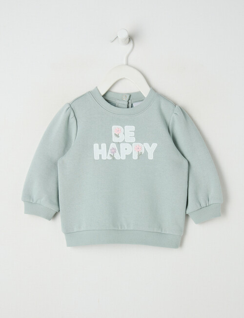 Teeny Weeny Heart & Bows Play Fleece Sweatshirt, Green product photo