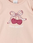 Teeny Weeny Heart & Bows Play Long-Sleeve Cherry Tee, Pink product photo View 02 S
