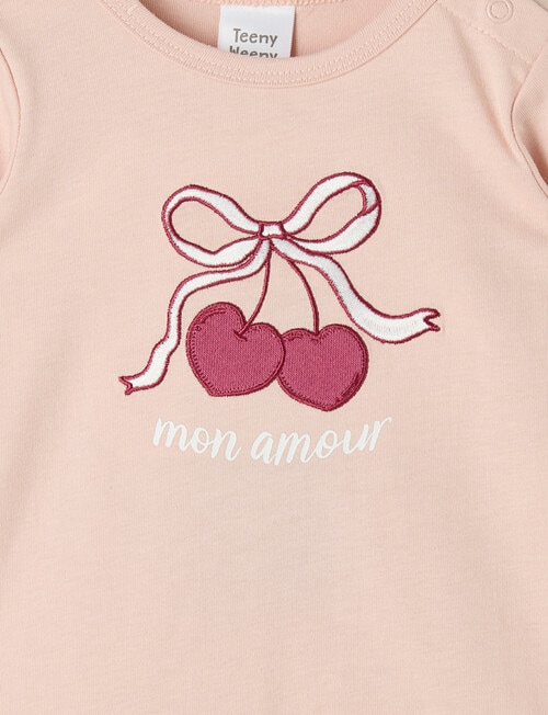 Teeny Weeny Heart & Bows Play Long-Sleeve Cherry Tee, Pink product photo View 02 L