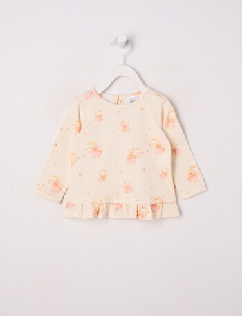 Teeny Weeny Play Time Embroidery Striped Top, Cream product photo