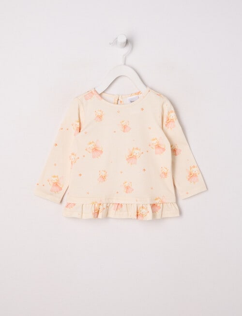 Teeny Weeny Play Time Embroidery Striped Top, Cream product photo