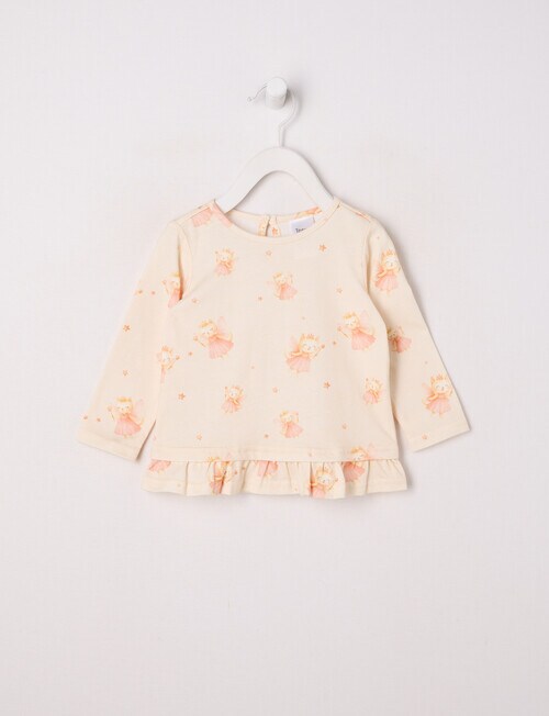 Teeny Weeny Play Time Embroidery Striped Top, Cream product photo