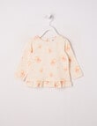 Teeny Weeny Play Time Embroidery Striped Top, Cream product photo