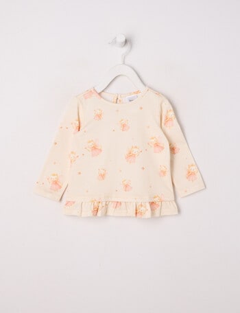 Teeny Weeny Play Time Embroidery Striped Top, Cream product photo