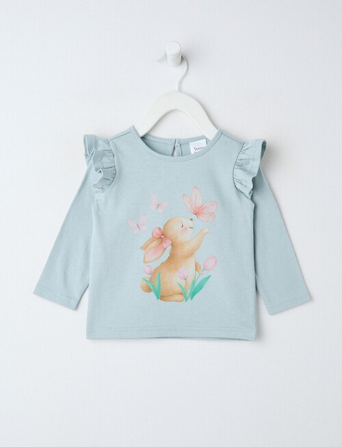 Teeny Weeny Heart & Bow Play Bunny Long-Sleeve Tee, Mint product photo