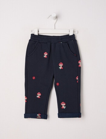 Teeny Weeny Play Time Fleece Mushroom Trackpant, Navy product photo