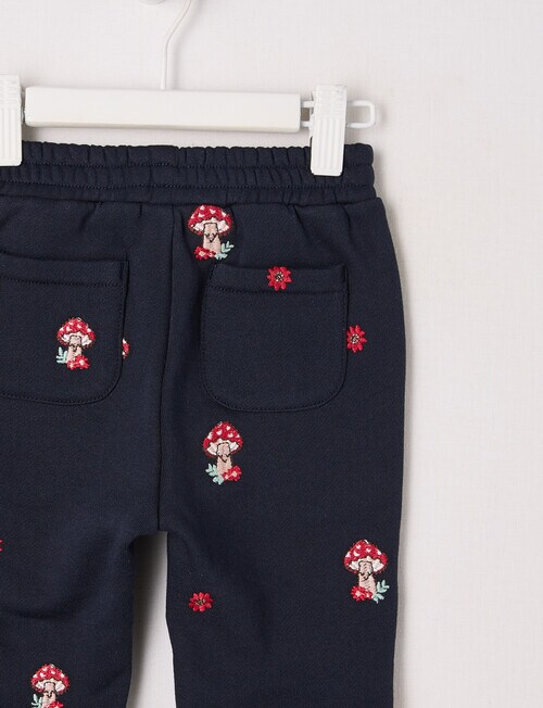 Teeny Weeny Play Time Fleece Mushroom Trackpant, Navy product photo View 03 L