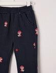 Teeny Weeny Play Time Fleece Mushroom Trackpant, Navy product photo View 02 S