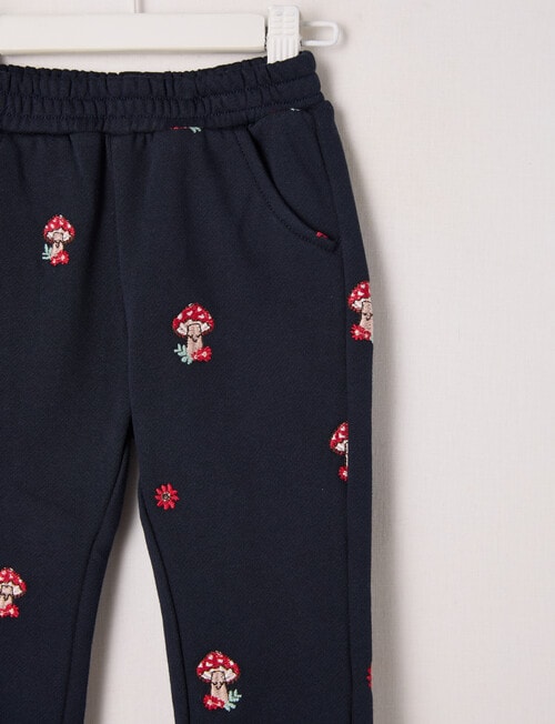 Teeny Weeny Play Time Fleece Mushroom Trackpant, Navy product photo View 02 L