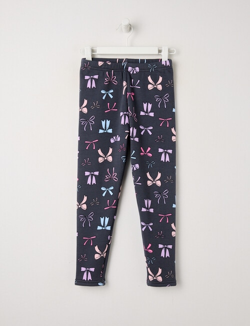 Mac & Ellie Bows Full Length Cosy Fleece Leggings, Charcoal product photo