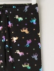 Mac & Ellie Unicorn Foil Full Length Cosy Fleece Leggings, Black product photo View 02 S