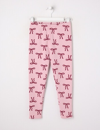 Mac & Ellie Bows Full Length Cosy Fleece Leggings, Blush product photo