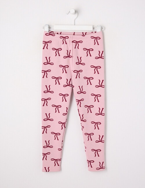 Mac & Ellie Bows Full Length Cosy Fleece Leggings, Blush product photo