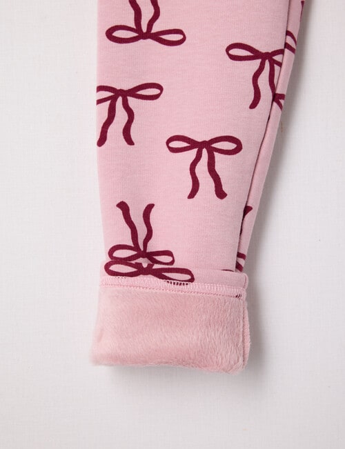 Mac & Ellie Bows Full Length Cosy Fleece Leggings, Blush product photo View 02 L