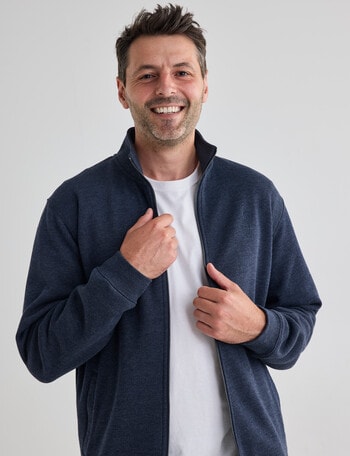 Chisel Fashion Fleece Zip Thru Jumper, Navy Marle product photo