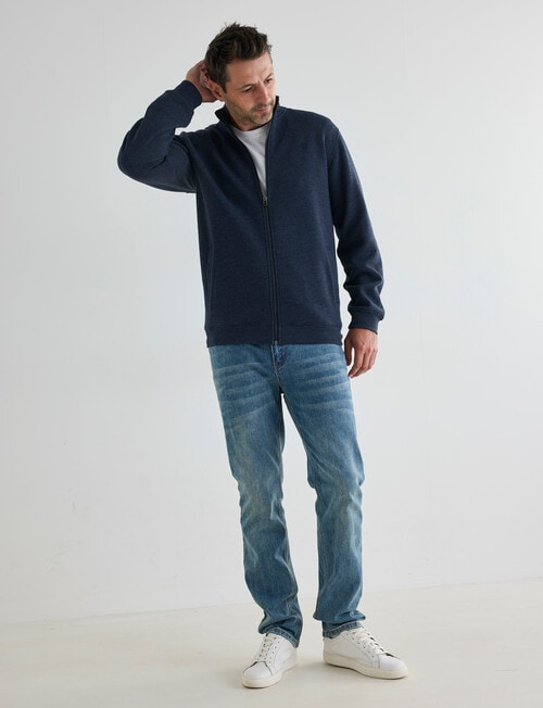 Chisel Fashion Fleece Zip Thru Jumper, Navy Marle product photo View 03 L