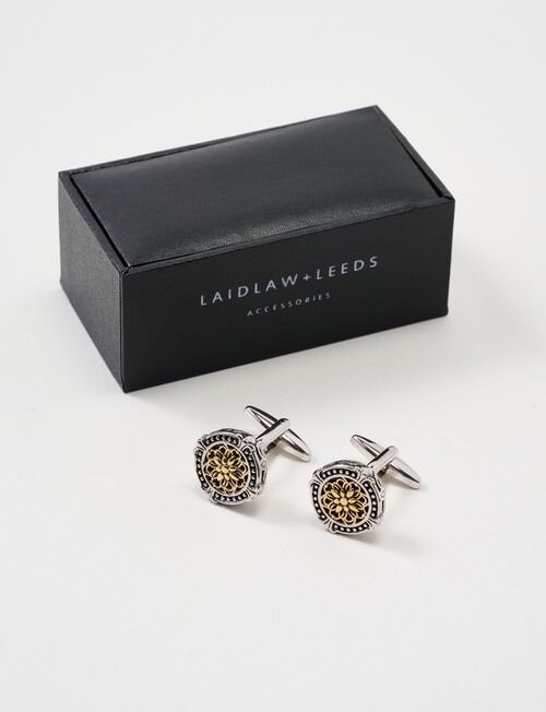 Laidlaw + Leeds Floral Cufflink, Silver product photo