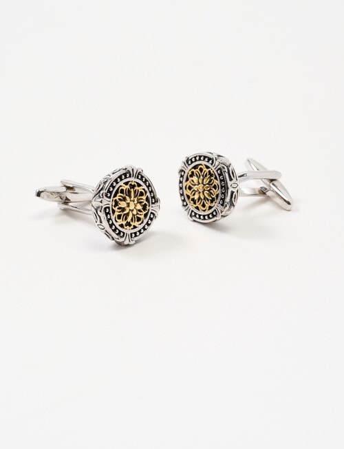 Laidlaw + Leeds Floral Cufflink, Silver product photo View 02 L