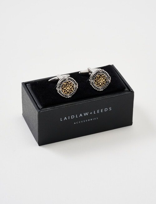 Laidlaw + Leeds Floral Cufflink, Silver product photo View 03 L