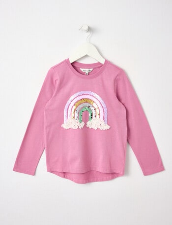 Mac & Ellie Novelty Rainbow Long Sleeve Tee, Magenta product photo