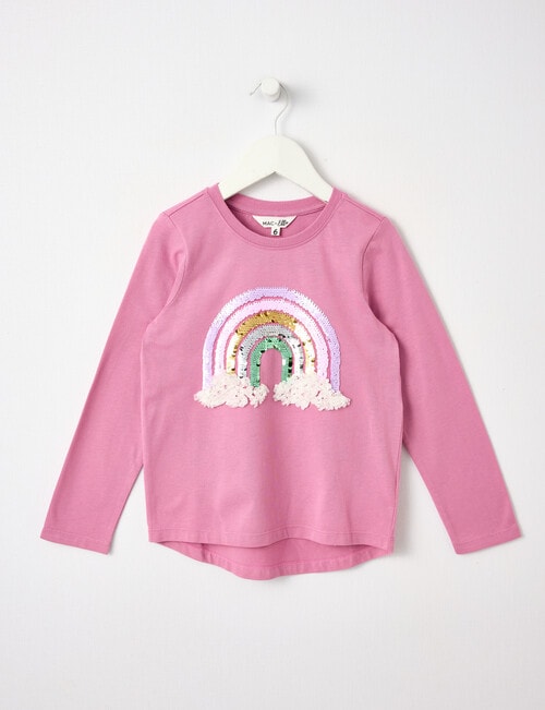 Mac & Ellie Novelty Rainbow Long Sleeve Tee, Magenta product photo