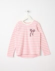 Mac & Ellie Bow Stripe Long Sleeve Tee, Blush & Vanilla product photo