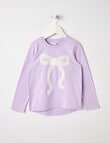 Mac & Ellie Crochet Bow Long Sleeve Tee, Lilac product photo