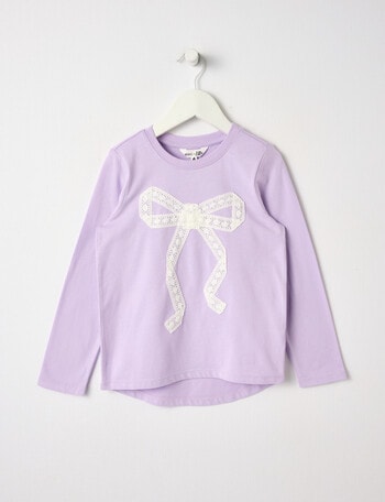 Mac & Ellie Crochet Bow Long Sleeve Tee, Lilac product photo