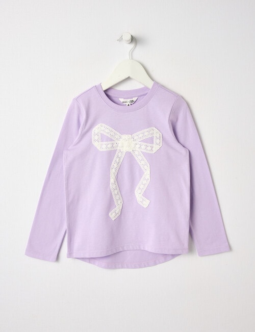 Mac & Ellie Crochet Bow Long Sleeve Tee, Lilac product photo