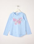 Mac & Ellie Applique Butterfly Long Sleeve Tee, Periwinkle product photo