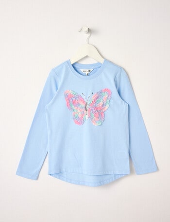 Mac & Ellie Applique Butterfly Long Sleeve Tee, Periwinkle product photo
