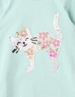 Mac & Ellie Flip Sequin Cat Long Sleeve Tee, Dark Mint product photo View 02 S