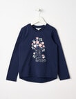 Mac & Ellie Embroidered Cowboy Boot Long Sleeve Tee, Navy product photo