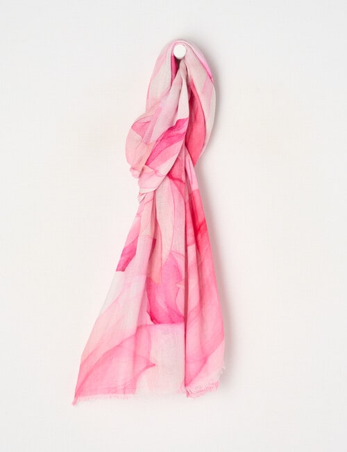 Boston + Bailey Cotton Viscose Watercolour Print Scarf, Pink & Orange product photo