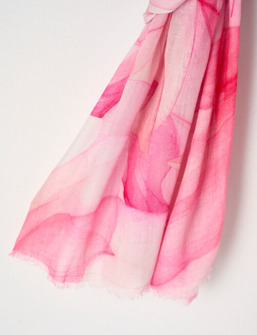 Boston + Bailey Cotton Viscose Watercolour Print Scarf, Pink & Orange product photo View 02 L