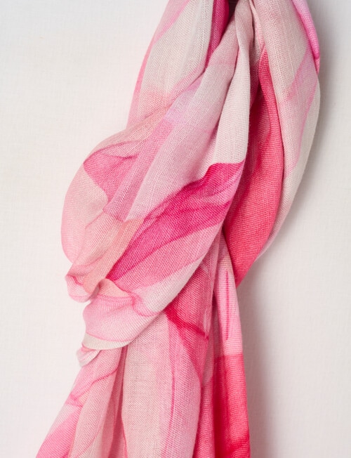 Boston + Bailey Cotton Viscose Watercolour Print Scarf, Pink & Orange product photo View 03 L