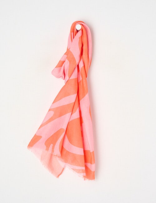 Boston + Bailey Cotton Viscose Geo Print Scarf, Red & Pink product photo