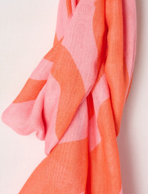 Boston + Bailey Cotton Viscose Geo Print Scarf, Red & Pink product photo View 03 L