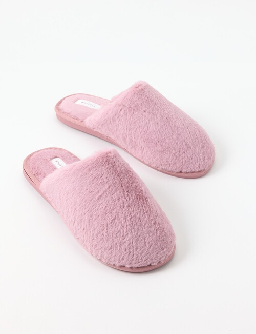 Whistle Accessories Faux Fur Mule Slippers, Tea Rose product photo