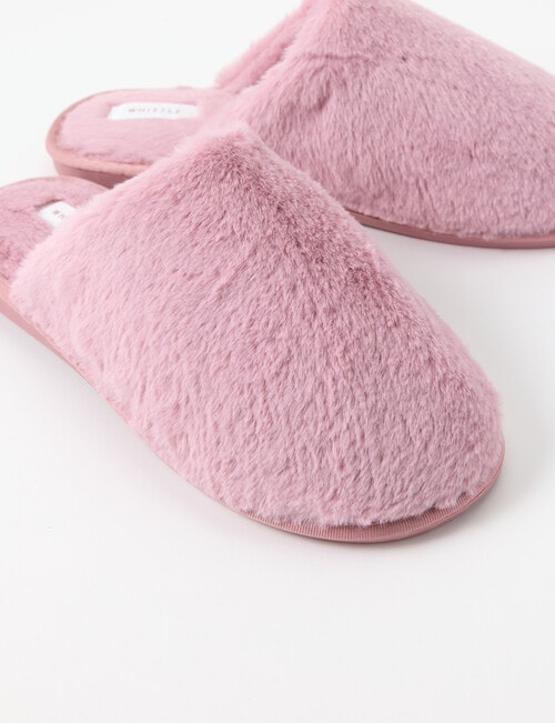 Whistle Accessories Faux Fur Mule Slippers, Tea Rose product photo View 02 L