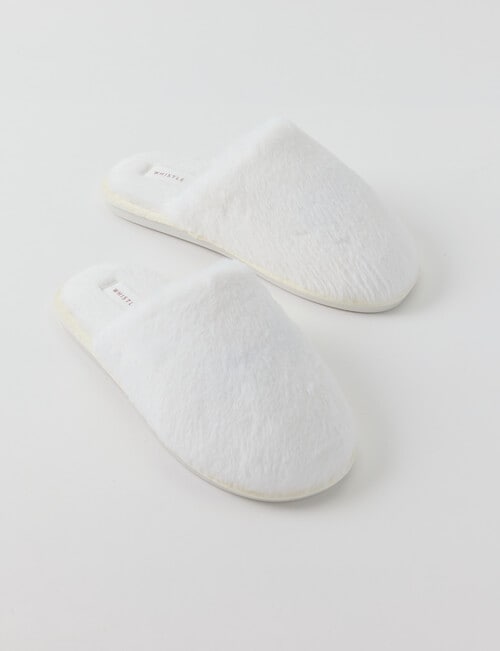 Whistle Accessories Faux Fur Mule Slippers, Ivory product photo