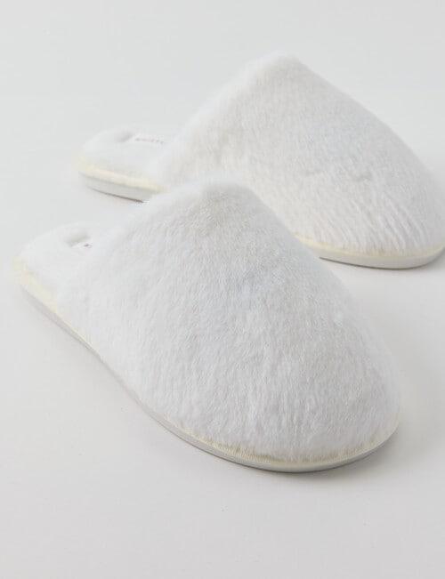 Whistle Accessories Faux Fur Mule Slippers, Ivory product photo View 02 L