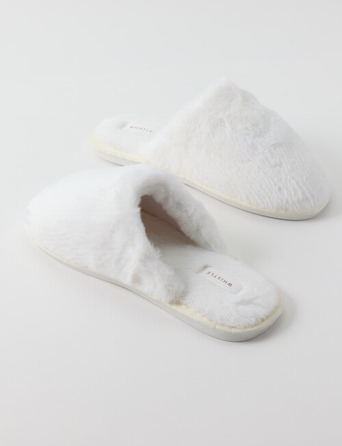 Whistle Accessories Faux Fur Mule Slippers, Ivory product photo View 03 L