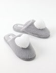 Whistle Accessories Faux Fur Heart Mule Slippers, Grey & Ivory product photo