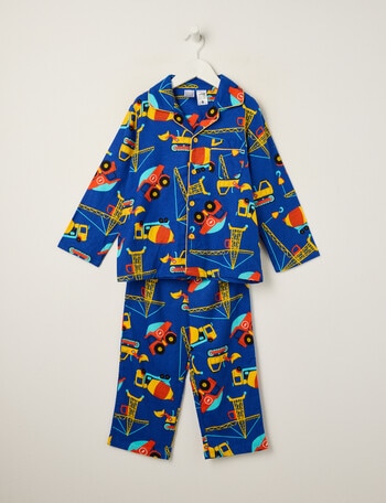 Sleep Mode Snooze Crew Flannel PJ Set, Indigo, 2-8 product photo
