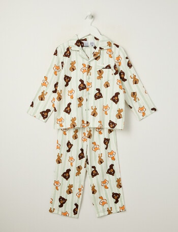 Sleep Mode Hibernate Flannel PJ Set, Green, 2-8 product photo