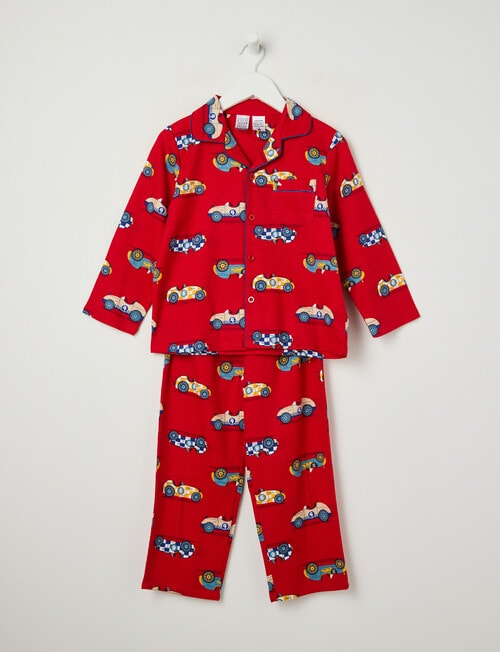 Sleep Mode Race Champ Flannel PJ Set, Red, 2-8 product photo