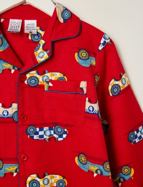 Sleep Mode Race Champ Flannel PJ Set, Red, 2-8 product photo View 02 L
