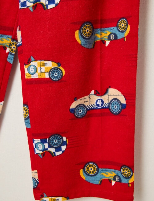 Sleep Mode Race Champ Flannel PJ Set, Red, 2-8 product photo View 03 L