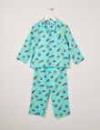 Sleep Mode Space Explorer Flannel PJ Set, Aqua, 2-8 product photo